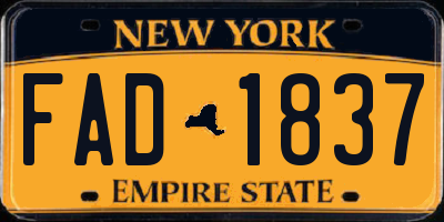 NY license plate FAD1837