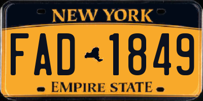 NY license plate FAD1849