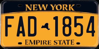 NY license plate FAD1854