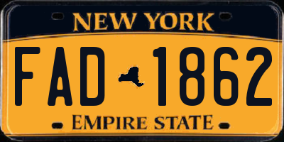 NY license plate FAD1862