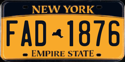 NY license plate FAD1876