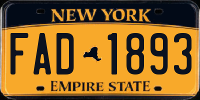 NY license plate FAD1893