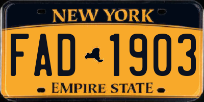 NY license plate FAD1903
