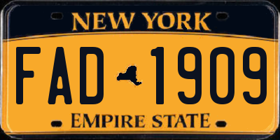 NY license plate FAD1909