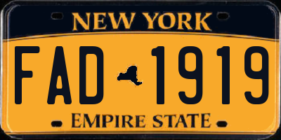 NY license plate FAD1919