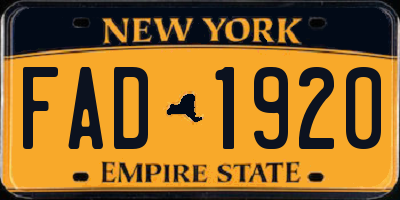 NY license plate FAD1920