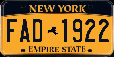 NY license plate FAD1922