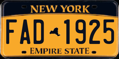 NY license plate FAD1925