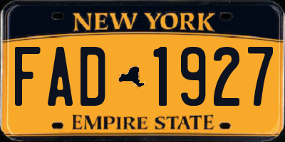 NY license plate FAD1927