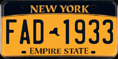 NY license plate FAD1933
