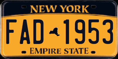 NY license plate FAD1953