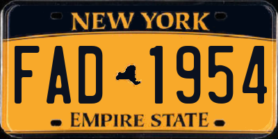 NY license plate FAD1954