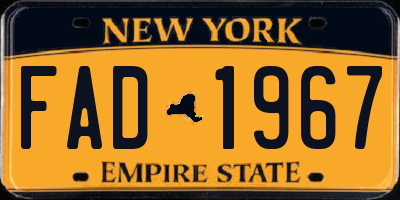 NY license plate FAD1967