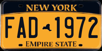 NY license plate FAD1972