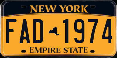 NY license plate FAD1974