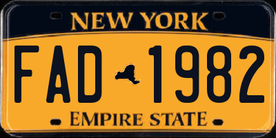 NY license plate FAD1982