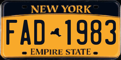 NY license plate FAD1983