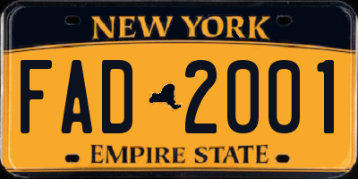 NY license plate FAD2001