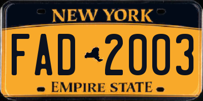 NY license plate FAD2003