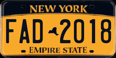 NY license plate FAD2018