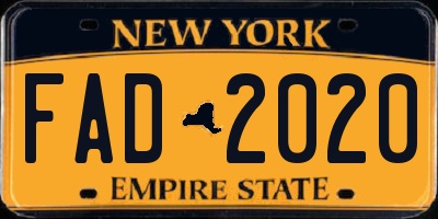 NY license plate FAD2020