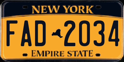 NY license plate FAD2034