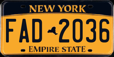 NY license plate FAD2036