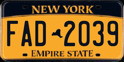 NY license plate FAD2039