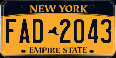 NY license plate FAD2043