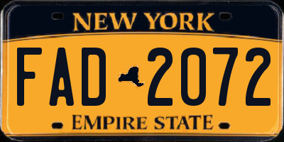 NY license plate FAD2072
