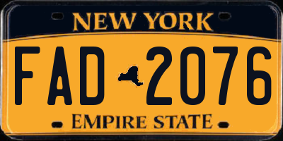 NY license plate FAD2076