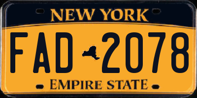 NY license plate FAD2078