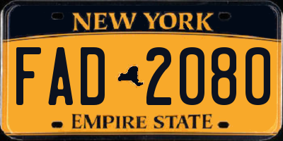 NY license plate FAD2080
