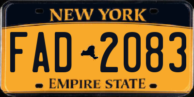 NY license plate FAD2083