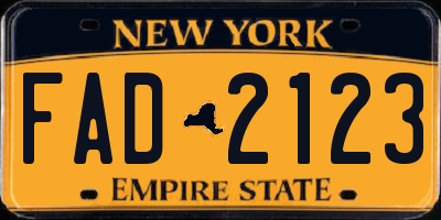 NY license plate FAD2123