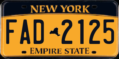 NY license plate FAD2125