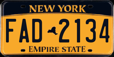 NY license plate FAD2134