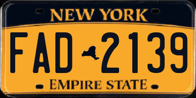 NY license plate FAD2139