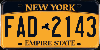 NY license plate FAD2143