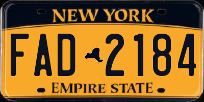 NY license plate FAD2184