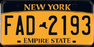 NY license plate FAD2193