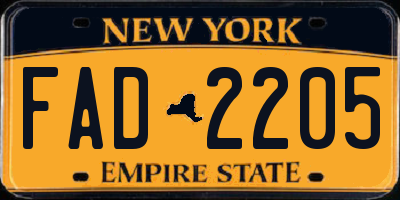 NY license plate FAD2205