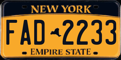 NY license plate FAD2233