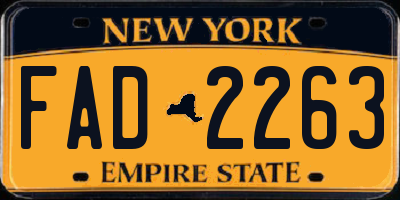 NY license plate FAD2263