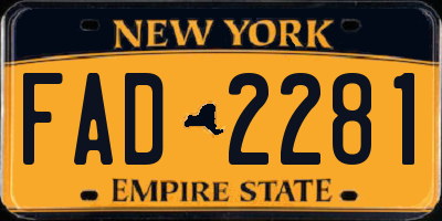 NY license plate FAD2281