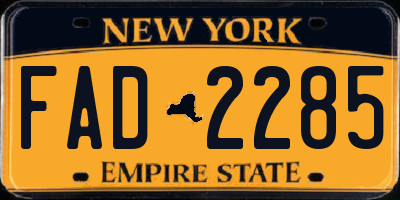 NY license plate FAD2285