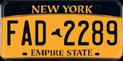 NY license plate FAD2289