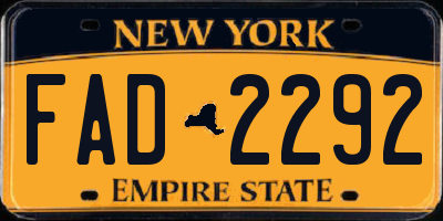 NY license plate FAD2292