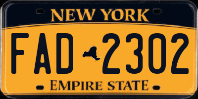 NY license plate FAD2302