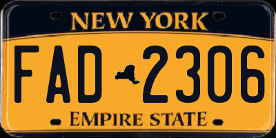 NY license plate FAD2306